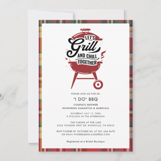 Invitation Plaid I DO BBQ Couples ShowParty (Devant)