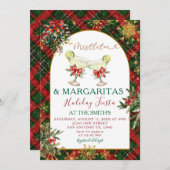 Invitation Plaid Mistletoe & Margaritas Holiday Party Invitat (Devant / Derrière)