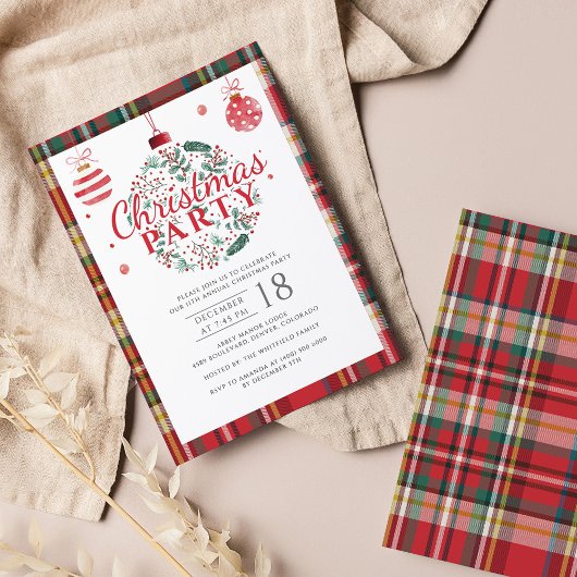 Invitation Plaid Modern Office Christmas Party