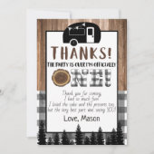 Invitation Plaid noir et blanc One Happy Camper Merci (Devant)