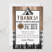 Invitation Plaid noir et blanc One Happy Camper Merci (Devant)