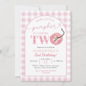 Invitation Plaid Pink Preppy Citrouille 2e anniversaire (Devant)