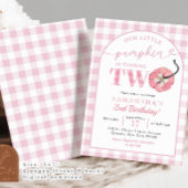 Invitation Plaid Pink Preppy Citrouille 2e anniversaire