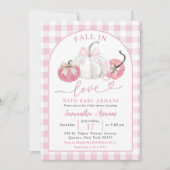 Invitation Plaid Pink Preppy Citrouille tomber dans le Baby s (Devant)