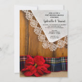 Invitation Plaid rustique de Noël avec poinsettia, brunch d'a (Devant)