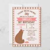 Invitation Plaid Teddy Bear Pique-nique 1er anniversaire Invi (Devant)