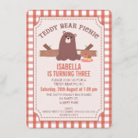 Plaid Teddy Bear Pique-nique Anniversaire Invitati