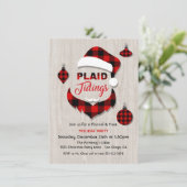 Invitation Plaid Tidings Flannel Santa Claus Noël Party (Debout devant)
