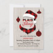 Invitation Plaid Tidings Flannel Santa Claus Noël Party (Devant)