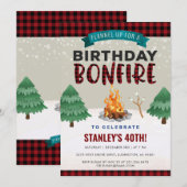 Invitation Plaid Winter Outdoor Bonfire Anniversaire Invitati (Devant / Derrière)