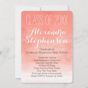 Invitation Plaie de corail Aquarelle Graduation Party Invitat