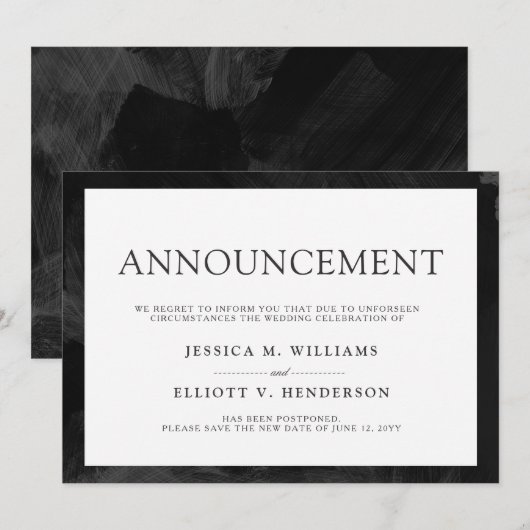 Invitation Plaine de message d'ajournement de mariage (Devant / Derrière)