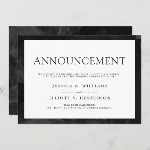 Invitation Plaine formelle de message d'annulation de mariage