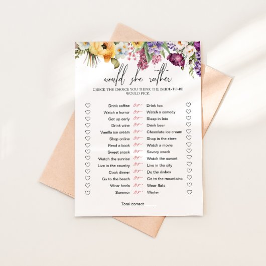 Invitation Plairait-Elle Plutôt Floral Fête des mariées Jeu