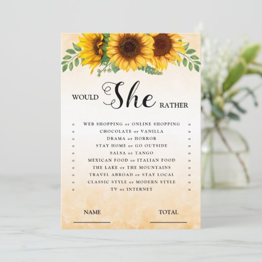 Invitation Plairait-elle Plutôt Sunflower Bridal Game Invitat (Debout devant)