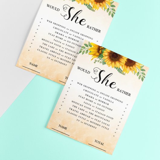 Invitation Plairait-elle Plutôt Sunflower Bridal Game Invitat