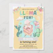 Invitation Plaisanterie Llama ! Filles 1er anniversaire (Devant)