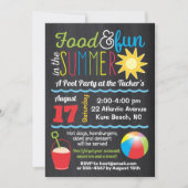 Invitation Plaisir au soleil Piscine d'été Couleurs Chalkboar (Devant)