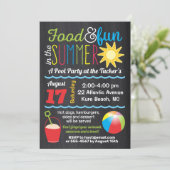 Invitation Plaisir au soleil Piscine d'été Couleurs Chalkboar (Debout devant)