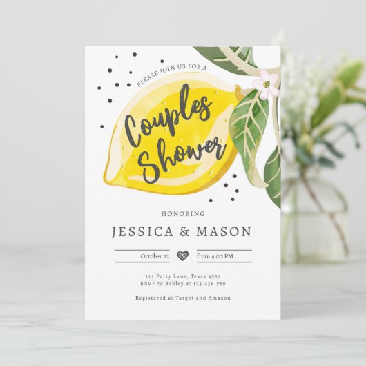 Invitation Plaisir de Citron Vert Fleurs d'Été pour les Futur (Debout devant)