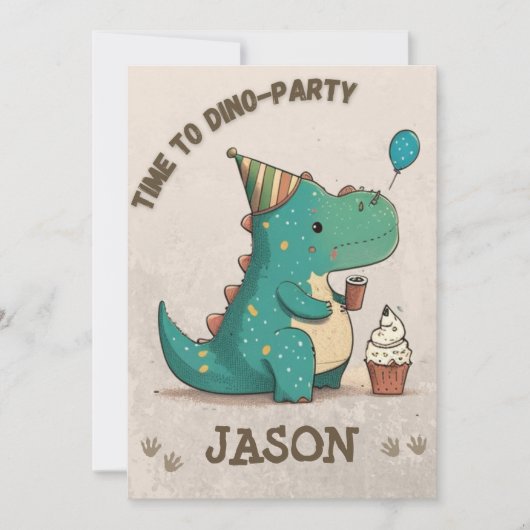 Invitation Plaisir fou à ma fête Dino (Devant)