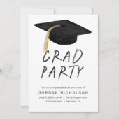 Invitation Plaisir "Grad Party" Moderne Cap Graduation (Devant)