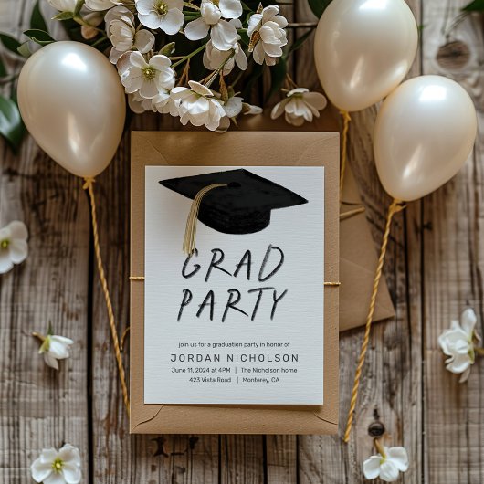 Invitation Plaisir "Grad Party" Moderne Cap Graduation