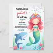 Invitation plaisir poisson cool mer bleu baleine requin 1er a (Devant)