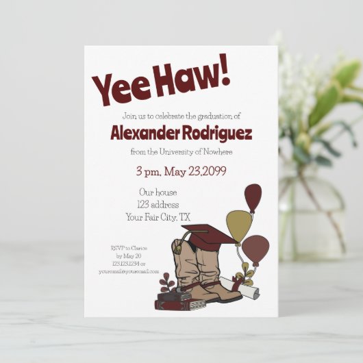 Invitation Plan d'amorçage du capot de graduation Maroon (Debout devant)