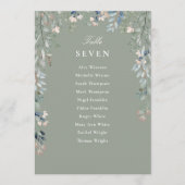 Invitation Plan de siège floral vert Sage Numéro du tableau (Devant)