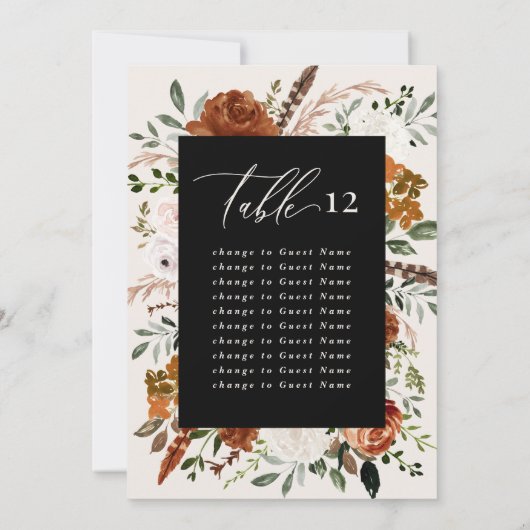 Invitation Plan de sièges table noire en terre cuite Budget (Dos)