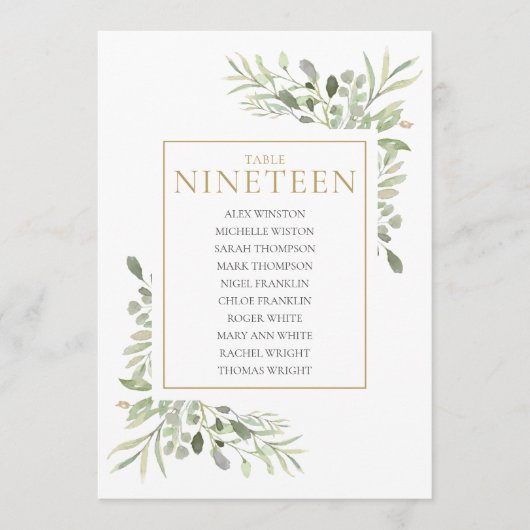 Invitation Plan de table 19 avec verdure élégante (Devant)