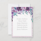Invitation Plan de table à numéros avec motif floral violet e (Dos)