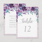 Invitation Plan de table à numéros avec motif floral violet e (Devant / Derrière)