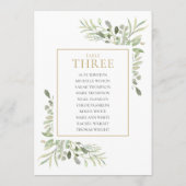 Invitation Plan de table à numéros élégant avec verdure (Dos)