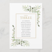 Invitation Plan de table à numéros élégant avec verdure (Devant)