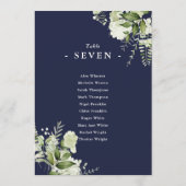 Invitation Plan de table à numéros en bleu marine et verdure (Dos)