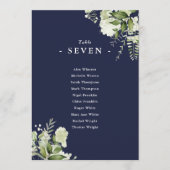 Invitation Plan de table à numéros en bleu marine et verdure (Devant)