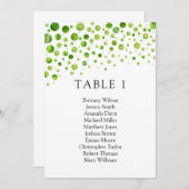 Invitation Plan de table à pois verts. Plan de table de maria (Devant / Derrière)