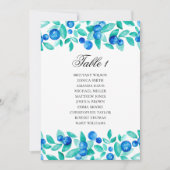 Invitation Plan de table aux bleuets. Mariage bleu et menthe (Devant)