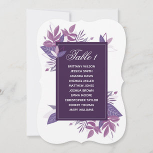 Invitation Plan de table aux feuilles violettes. Plan de mari