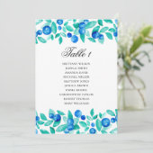 Invitation Plan de table aux myrtilles. Mariage bleu et menth (Debout devant)