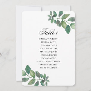 Invitation Plan de table avec feuilles vertes. Plan de mariag
