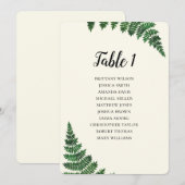 Invitation Plan de table avec fougère verte. Plan de table de (Devant / Derrière)