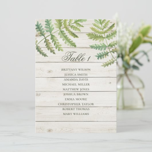 Invitation Plan de table botanique rustique pour mariage. Gra (Debout devant)