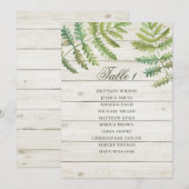 Invitation Plan de table botanique rustique pour mariage. Gra (Devant / Derrière)