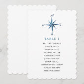 Invitation Plan de table compas bleu. Plan de mariage nautiqu (Devant / Derrière)