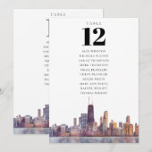 Invitation Plan de table de Chicago avec numéros élégants (Devant / Derrière)