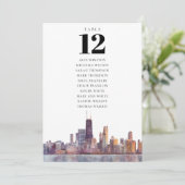 Invitation Plan de table de Chicago avec numéros élégants (Debout devant)