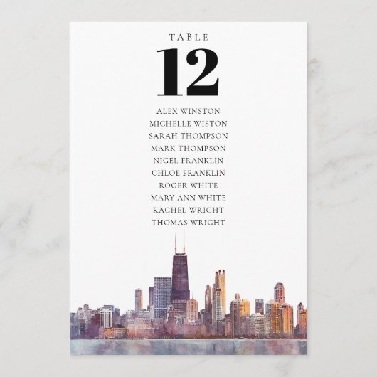 Invitation Plan de table de Chicago avec numéros élégants (Devant)